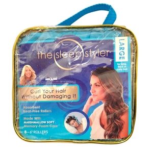SLEEP STYLER Curlers 8 soft foam rollers Large hair waves L 6" sponge EUC